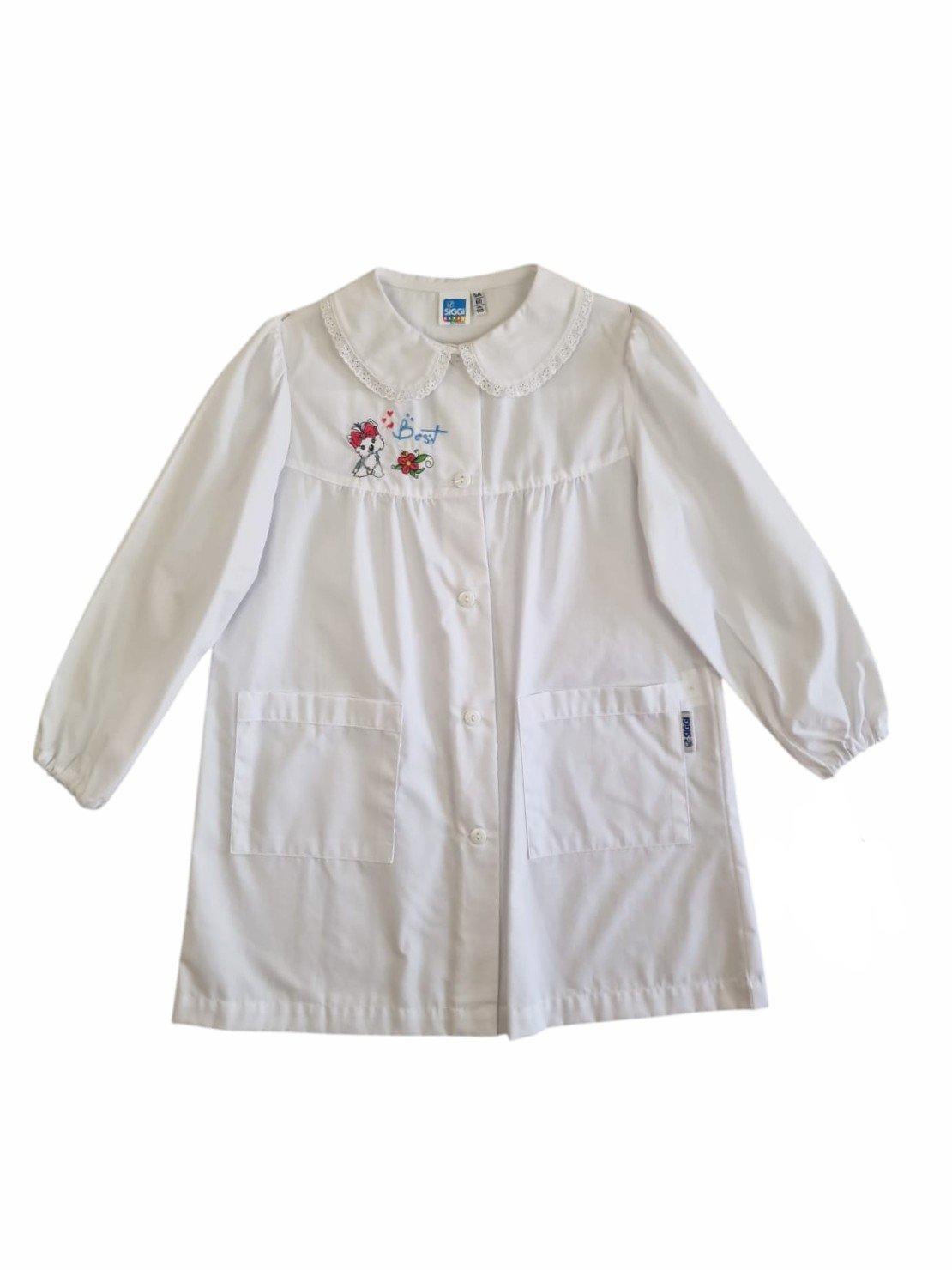 Grembiule scuola elementare da bambina Siggi bianco