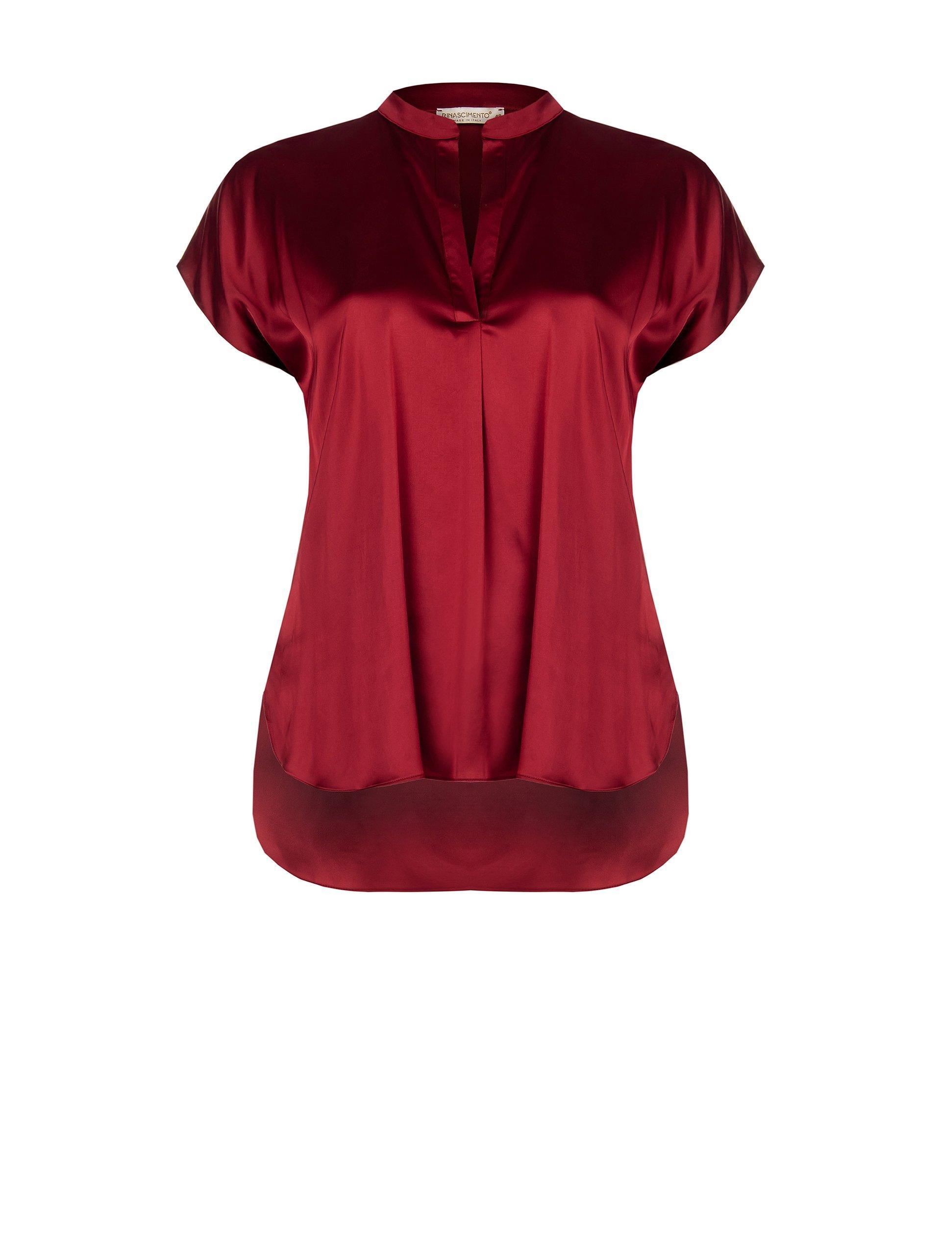 Blusa in raso rosso Rinascimento curvy