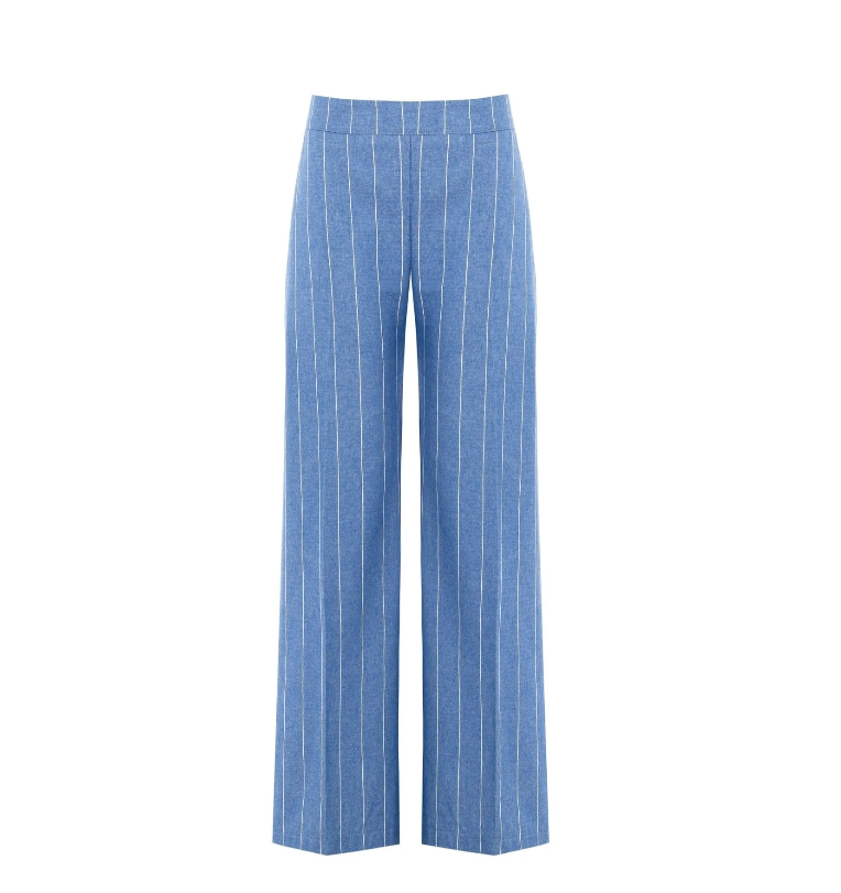 Pantaloni palazzo in denim gessato Rinascimento