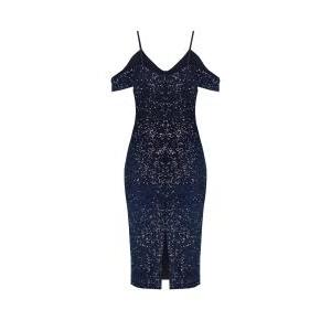 Abito tubino in paillettes  blu