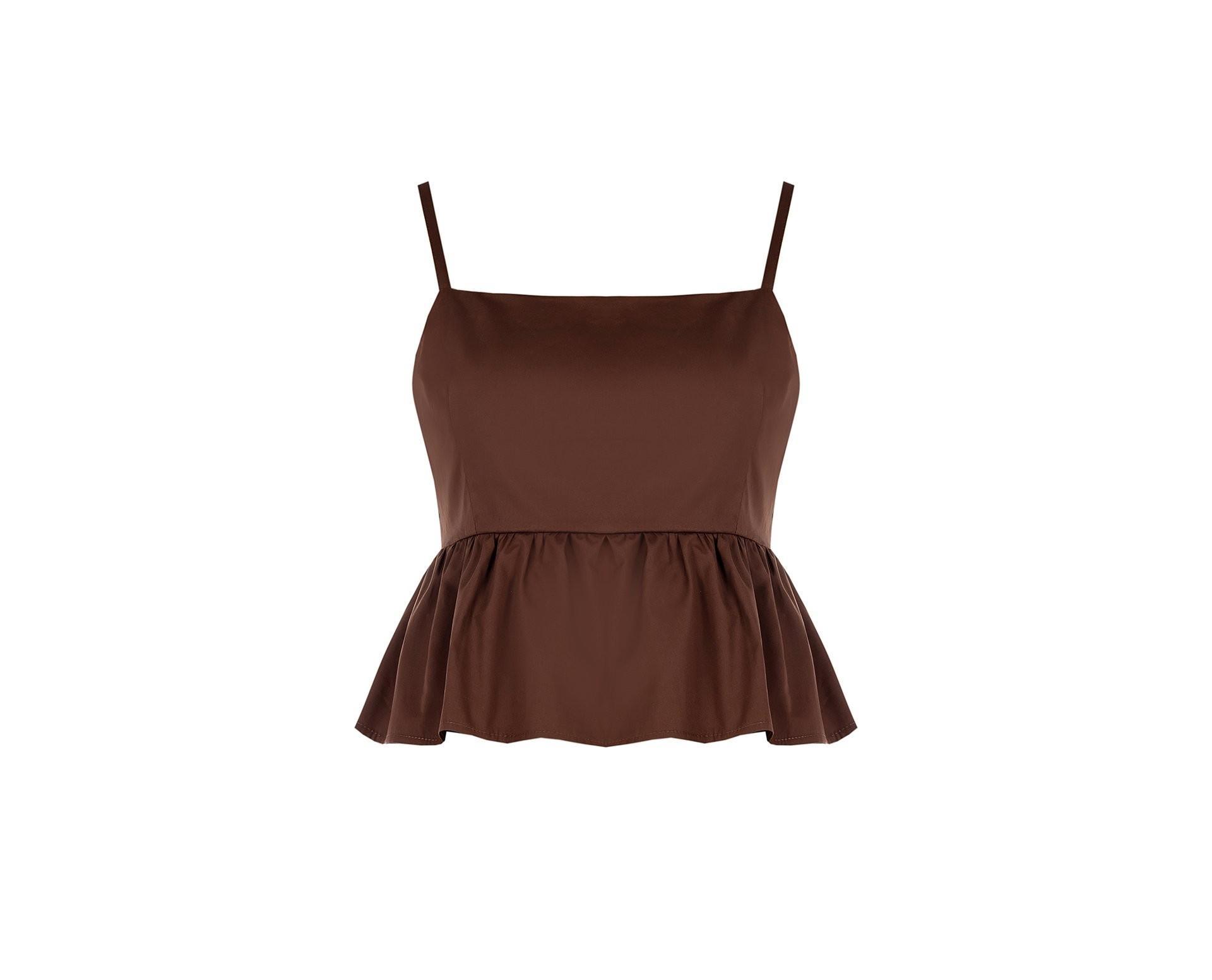 Crop top in cotone marrone Rinascimento