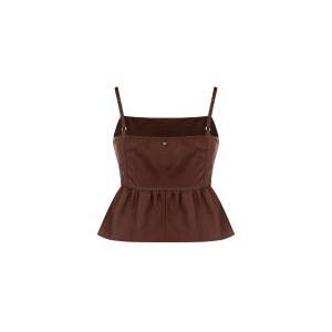 Crop top in cotone marrone
