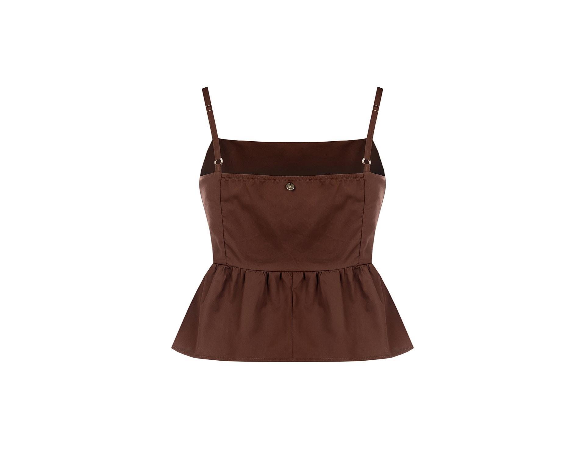 Crop top in cotone marrone Rinascimento