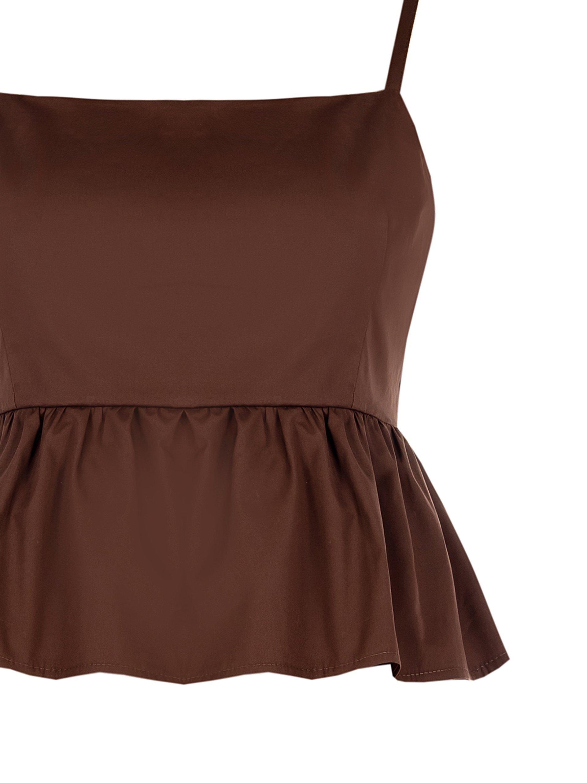 Crop top in cotone marrone Rinascimento