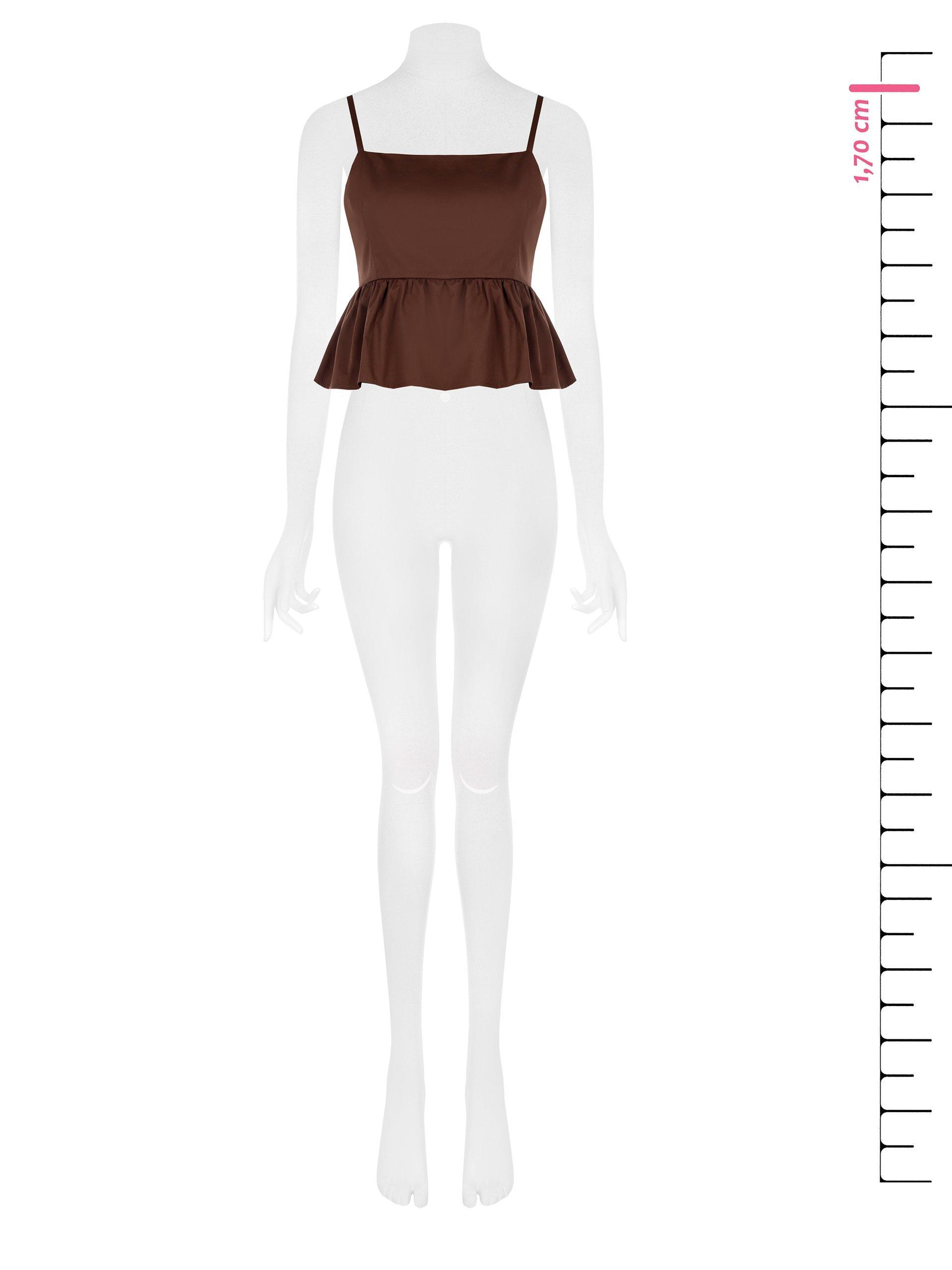 Crop top in cotone marrone Rinascimento