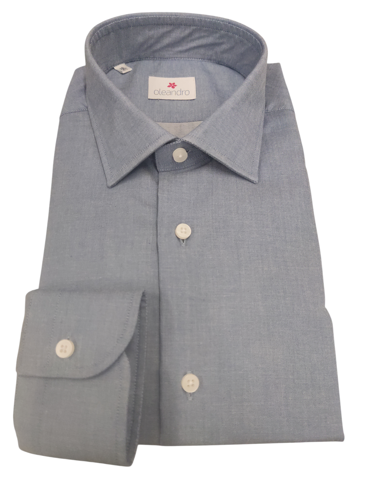 oleandro camicia twill elasticizzata collo italiano custom fit  celeste - foto 1
