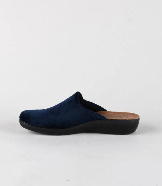 Pantofole donna in velluto blu Fly Flot