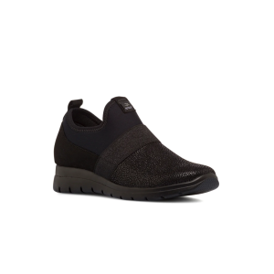 Sneakers slip-on nere da donna con fascia elastica