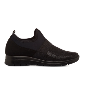 Sneakers slip-on nere da donna con fascia elastica