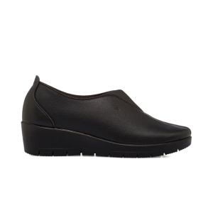 Scarpe slip-on da donna nere con zeppa