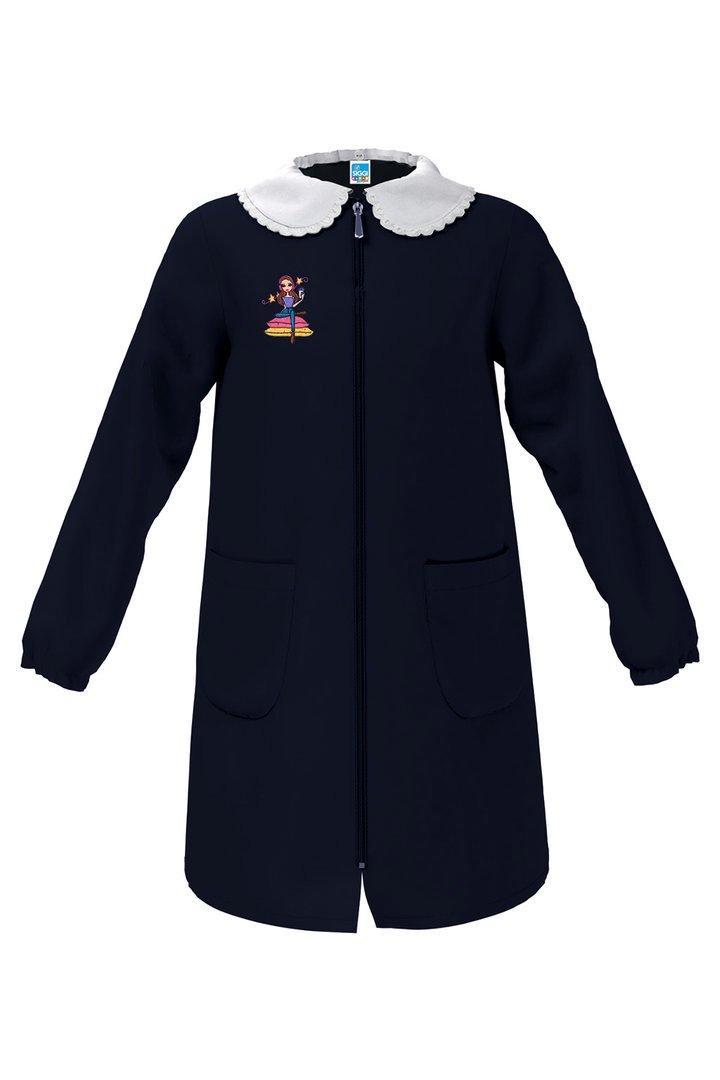 Grembiule scuola bambina zip blu con ricamo