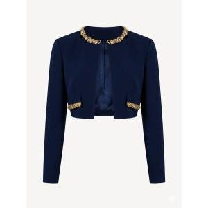 Giacca corta blu con dettagli oro