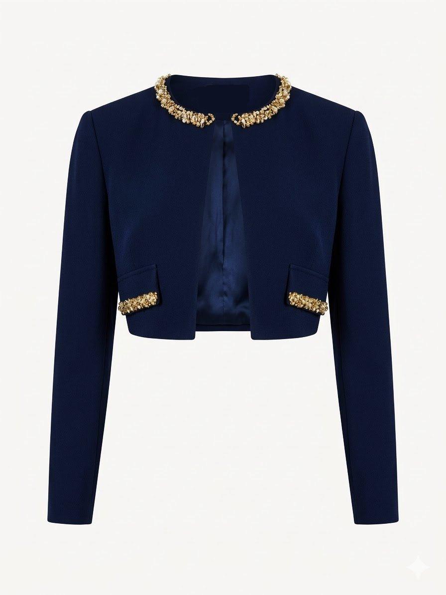 Giacca corta blu con dettagli oro Rinascimento