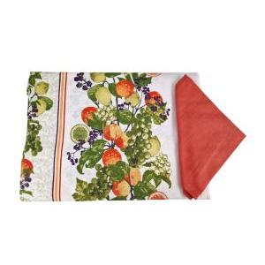 Tovaglia 6 posti con tovaglioli fantasia frutta