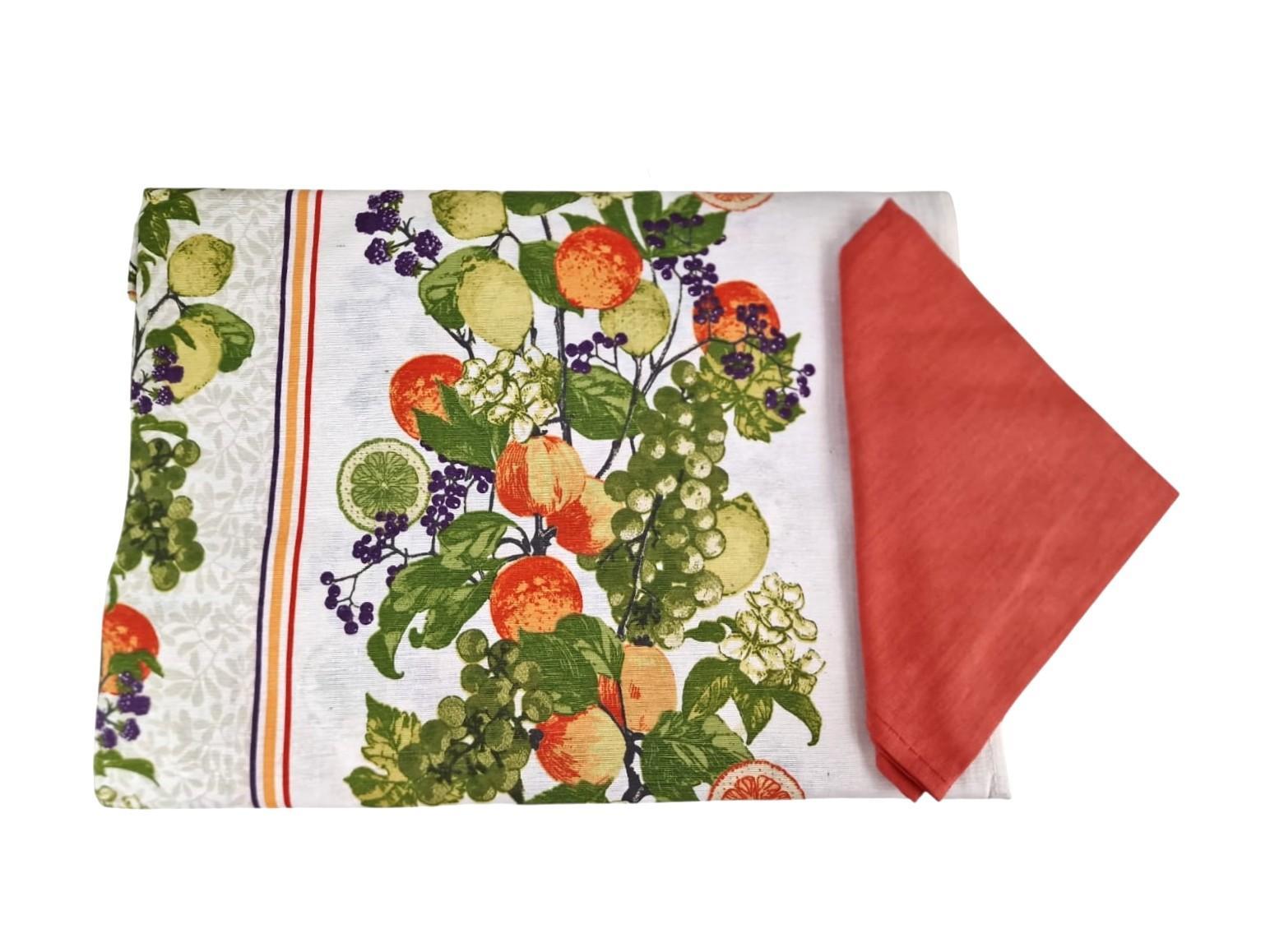 Tovaglia 6 posti con tovaglioli fantasia frutta