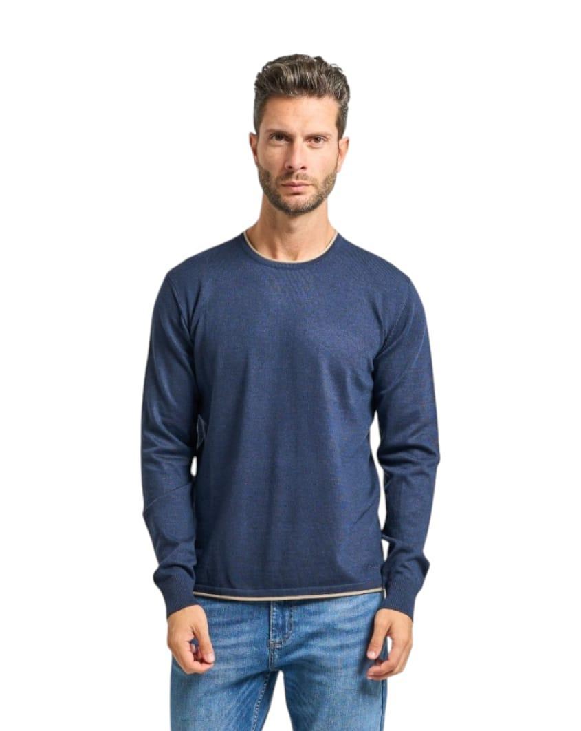 Maglioncino uomo misto lana blu Yes Zee