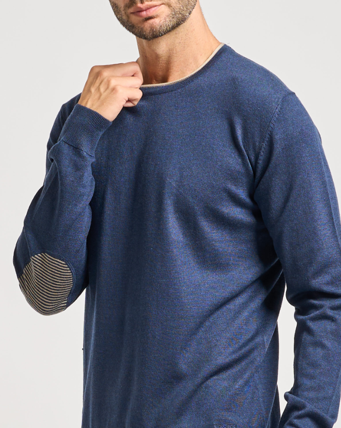Maglioncino uomo misto lana blu Yes Zee
