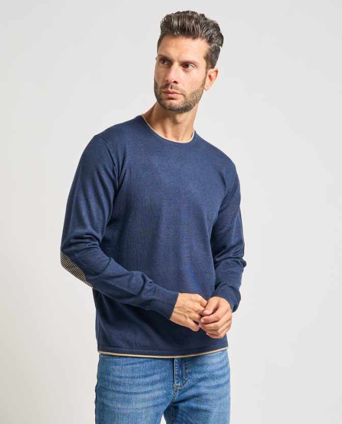 Maglioncino uomo misto lana blu Yes Zee