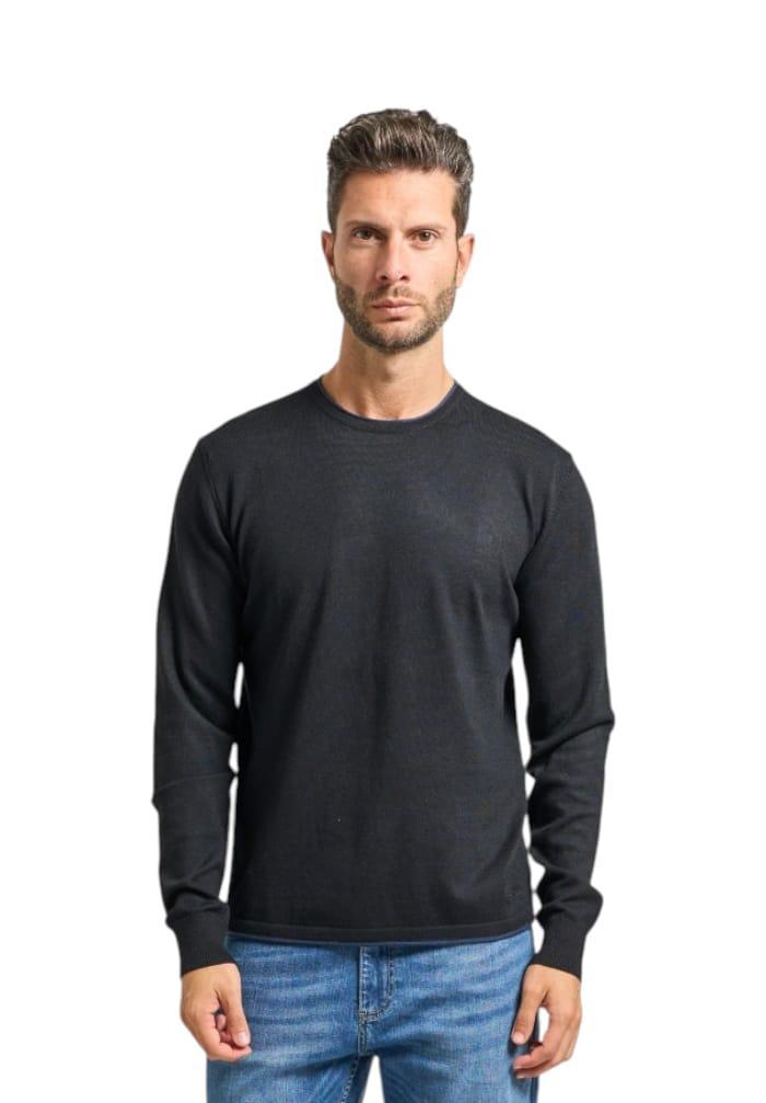 Maglioncino uomo misto lana nero Yes Zee