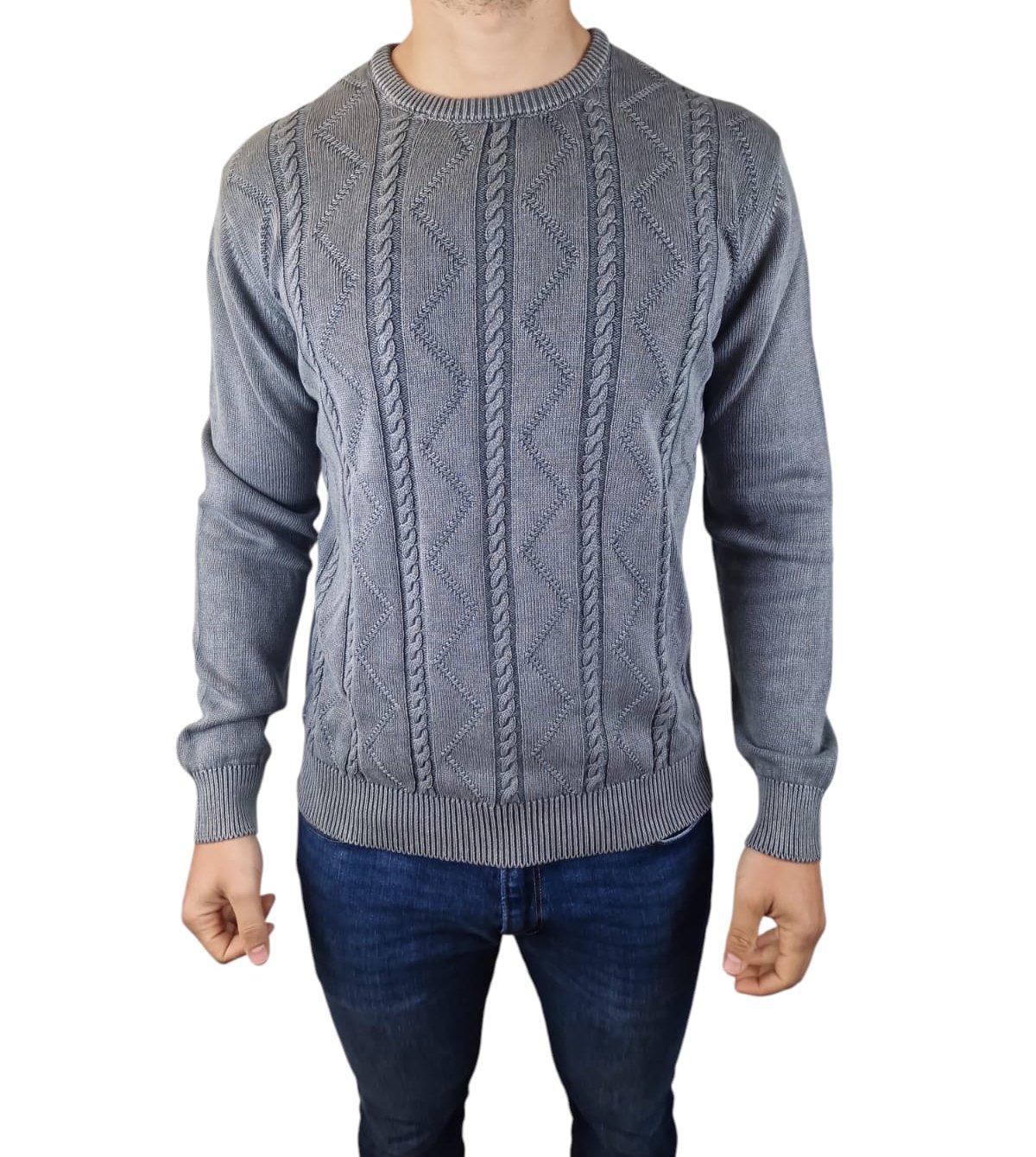 Maglione girocollo in cotone da uomo Yes Zee