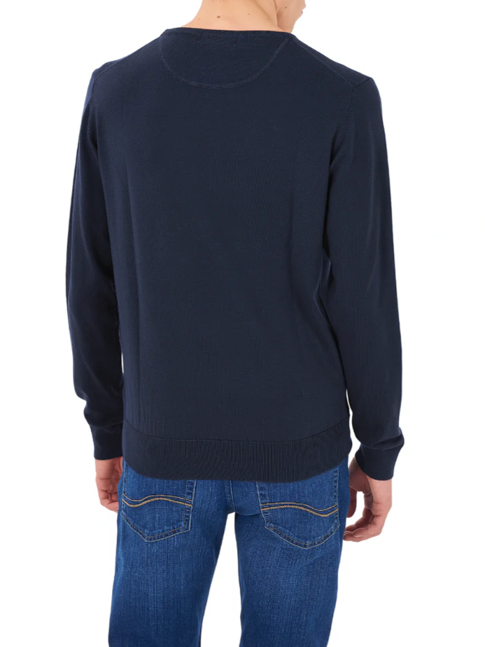 Maglioncino blu girocollo in misto lana da uomo Yes Zee