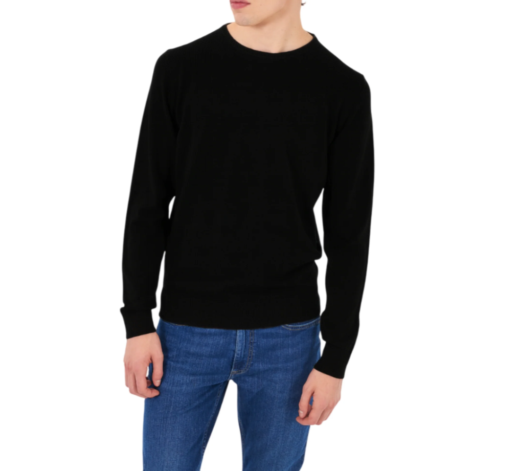 Maglioncino nero girocollo in misto lana da uomo Yes Zee