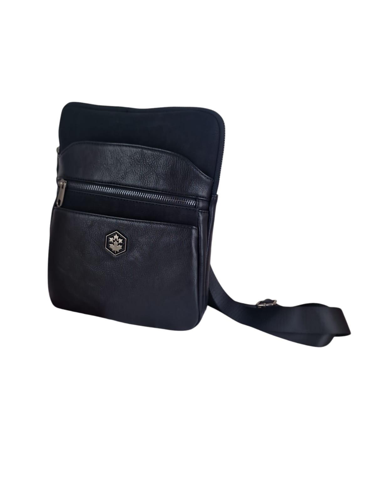 Borsello tracolla Lumberjack da uomo in similpelle nero