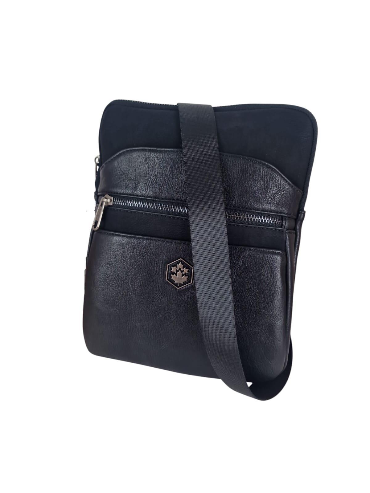 Borsello tracolla Lumberjack da uomo in similpelle nero