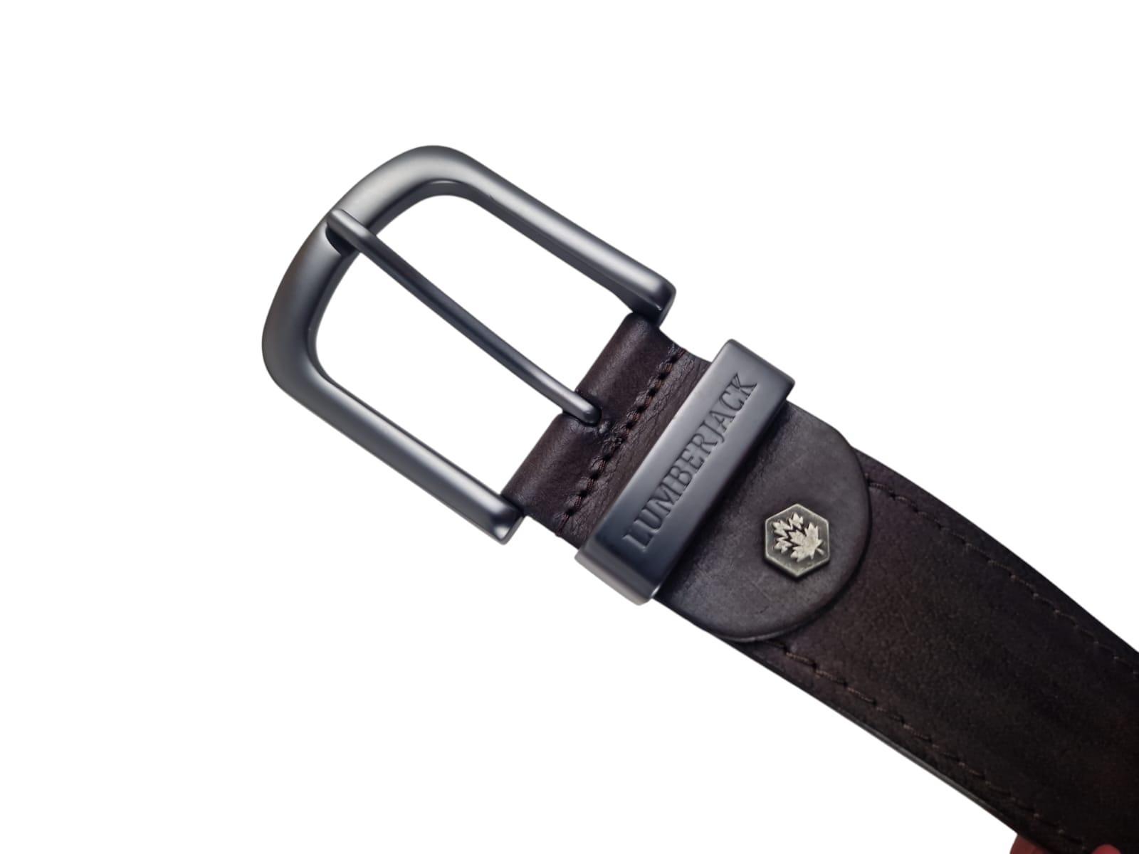 Cintura da uomo in pelle Lumberjack marrone