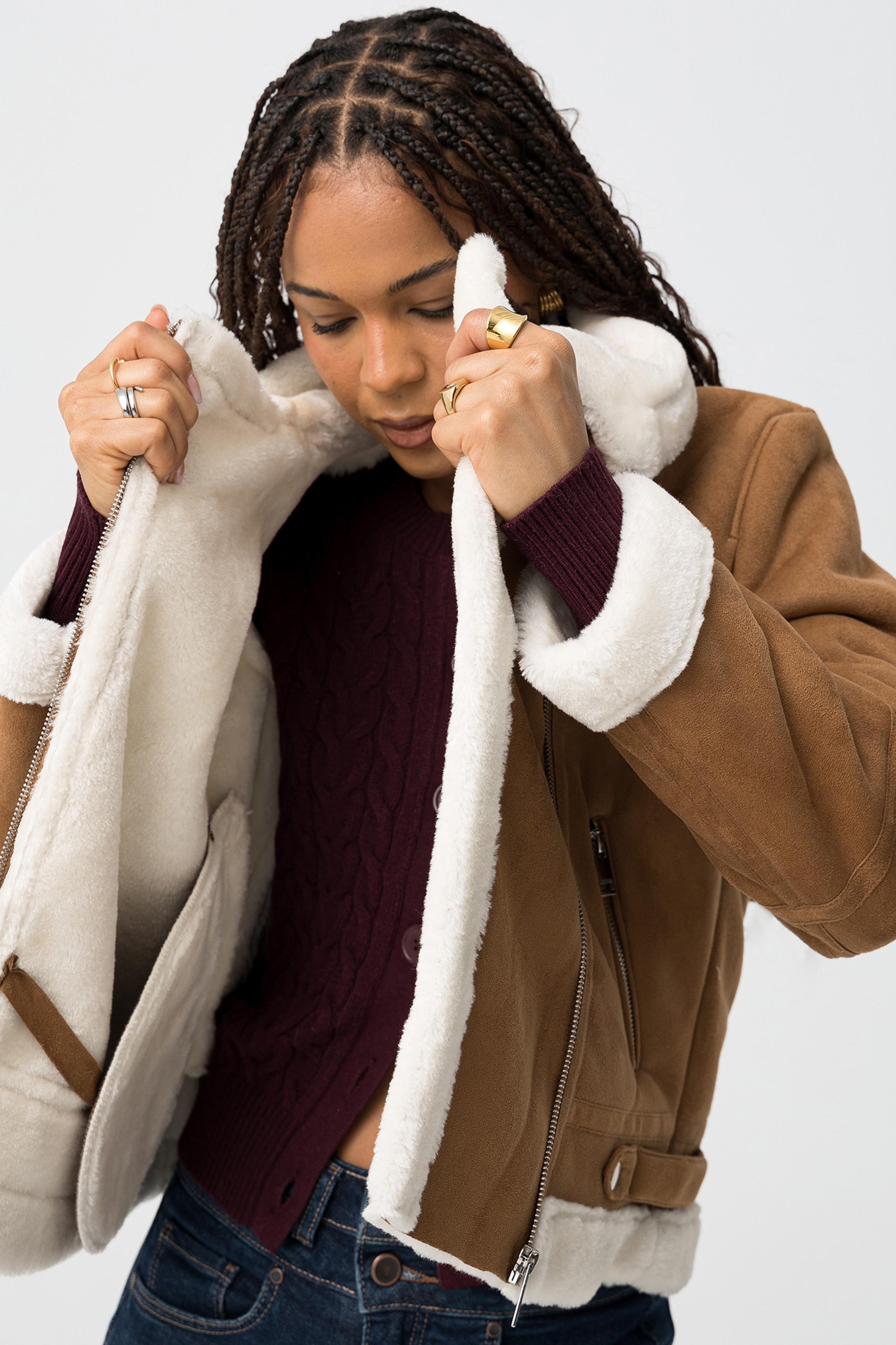 Giacca scamosciata stile montone donna Tiffosi