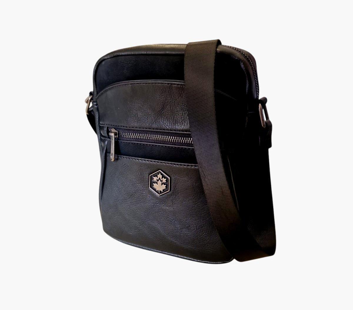 Borsello tracolla Lumberjack da uomo in similpelle nero