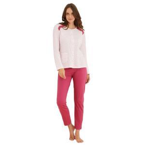 Pigiama manica lunga in cotone aperto  donna