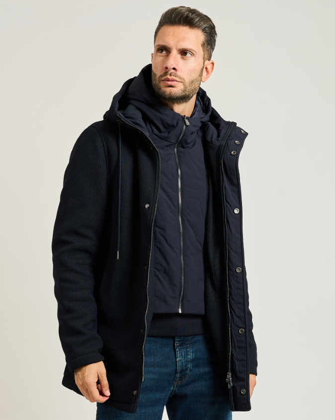 Cappotto uomo Yes Zee in maglia con gilet