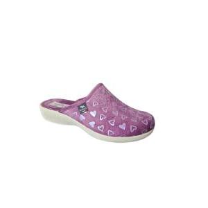 Pantofole donna in velluto con cuori  lilla