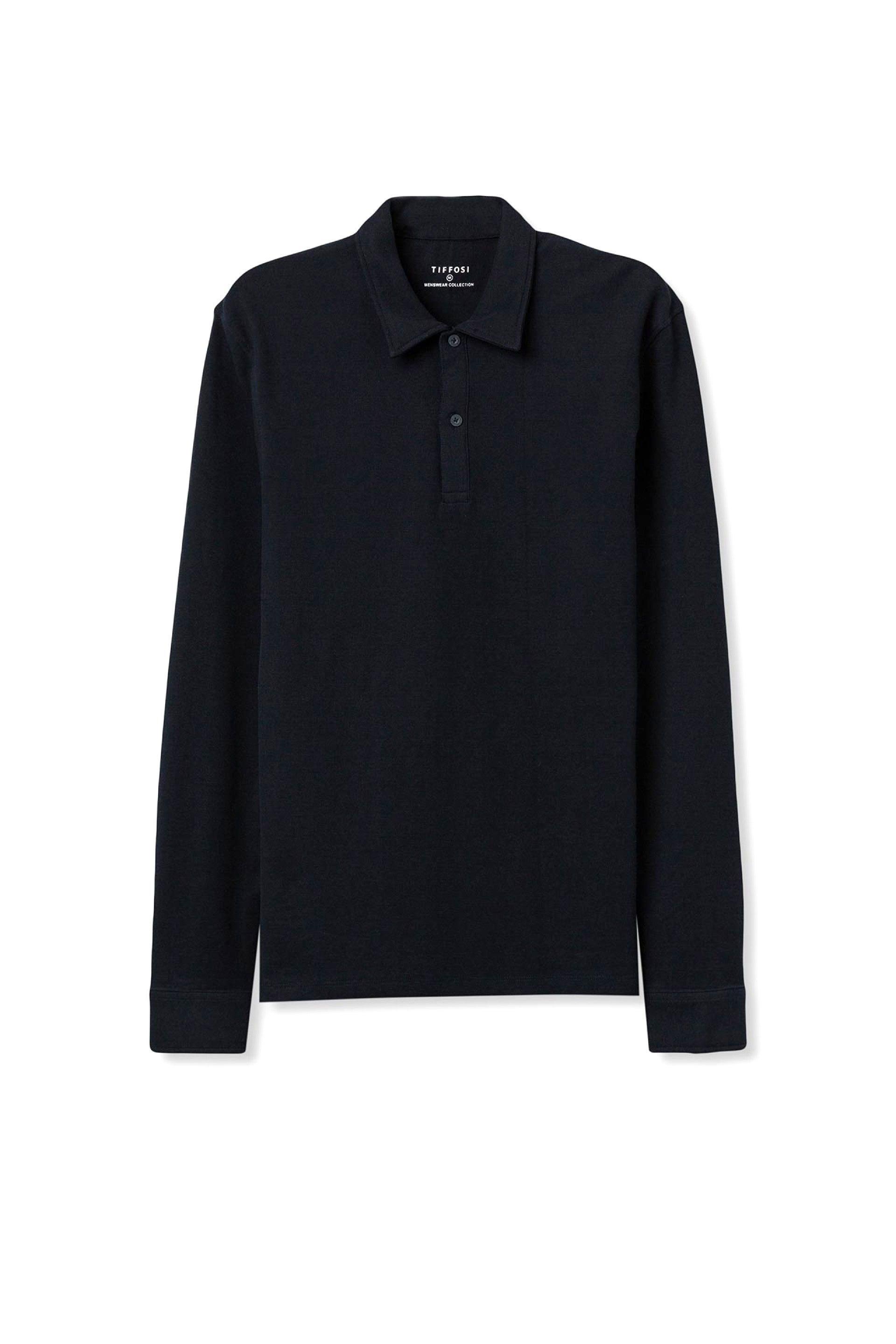 Polo manica lunga in puro cotone blu Tiffosi uomo