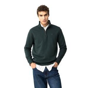 Felpa mezza zip in cotone felpato  uomo