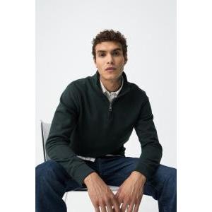 Felpa mezza zip in cotone felpato  uomo