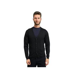 Cardigan nero misto lana  uomo