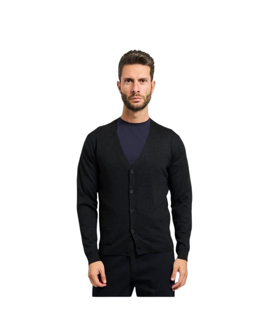 Cardigan nero misto lana Yes Zee uomo