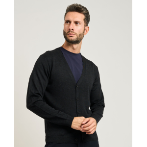 Cardigan nero misto lana  uomo