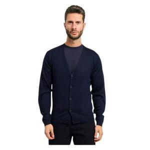 Cardigan blu misto lana  uomo