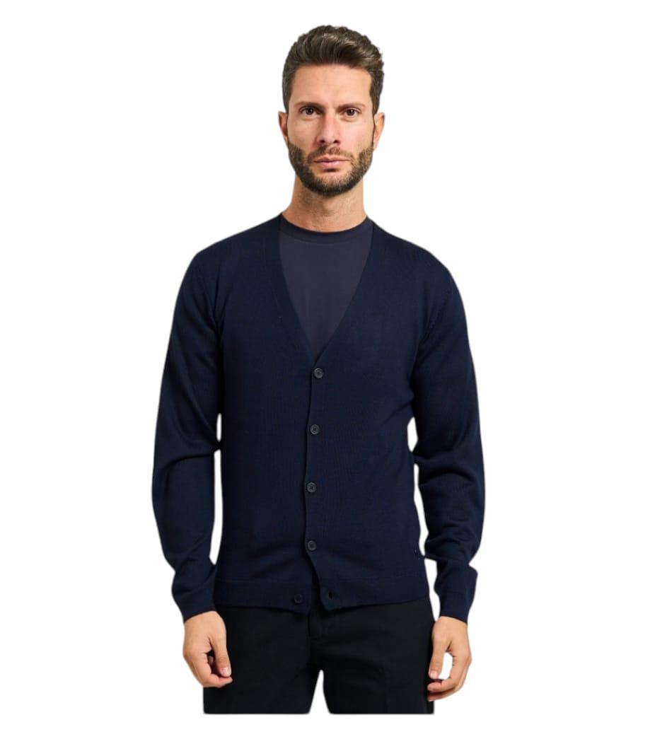 Cardigan blu misto lana Yes Zee uomo