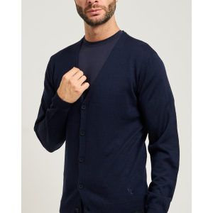 Cardigan blu misto lana  uomo