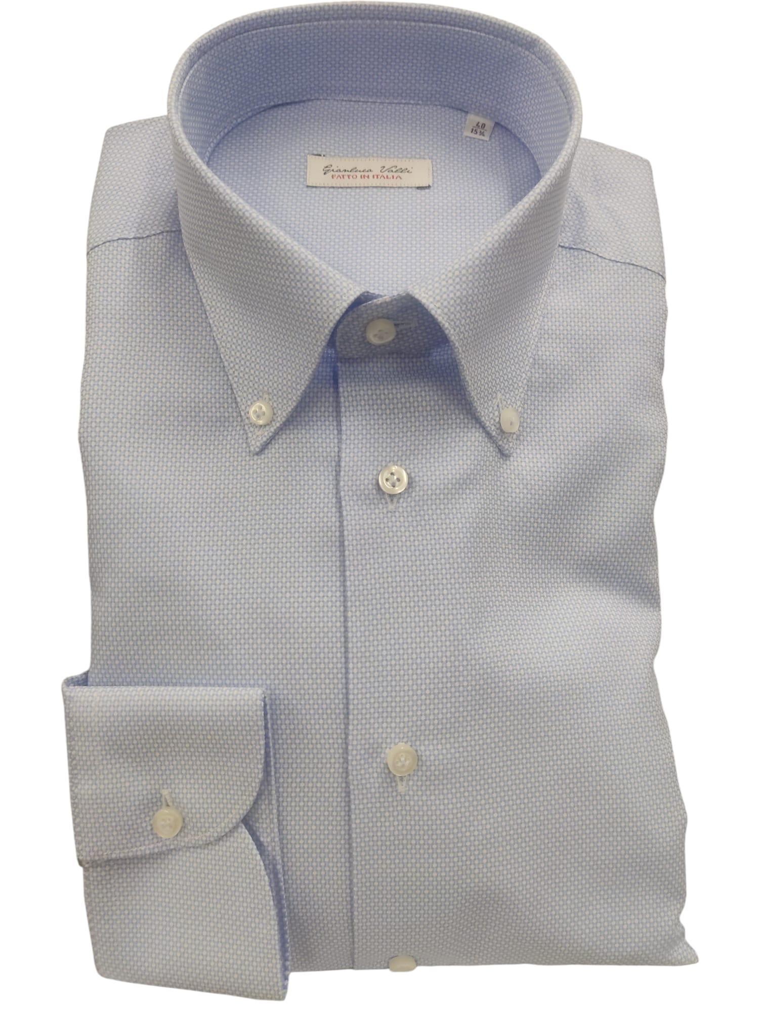 free man camicia operata bottoncini slim celeste - foto 1