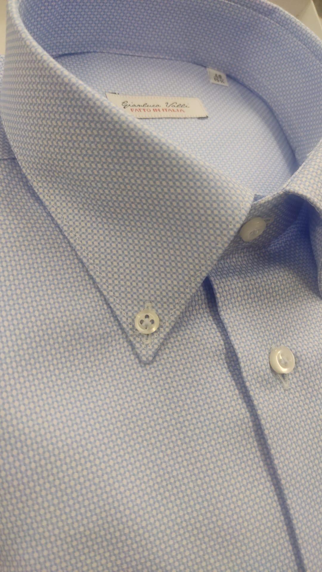 free man camicia operata bottoncini slim celeste - foto 2