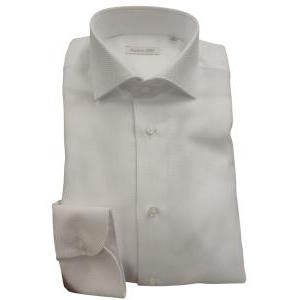 Camicia nido d'ape collo 1/2 francese  bianco