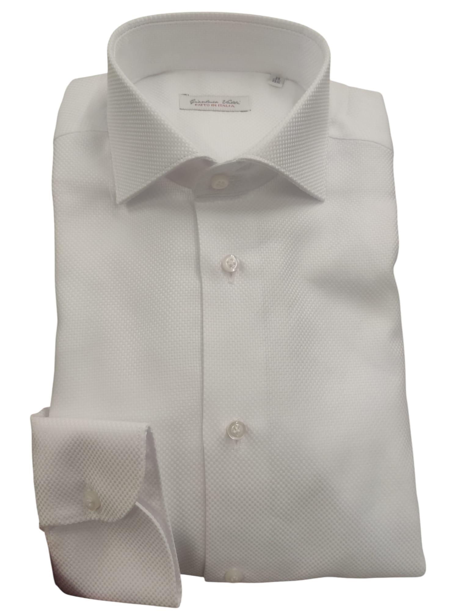 free man camicia nido d'ape collo 1/2 francese  bianco - foto 1