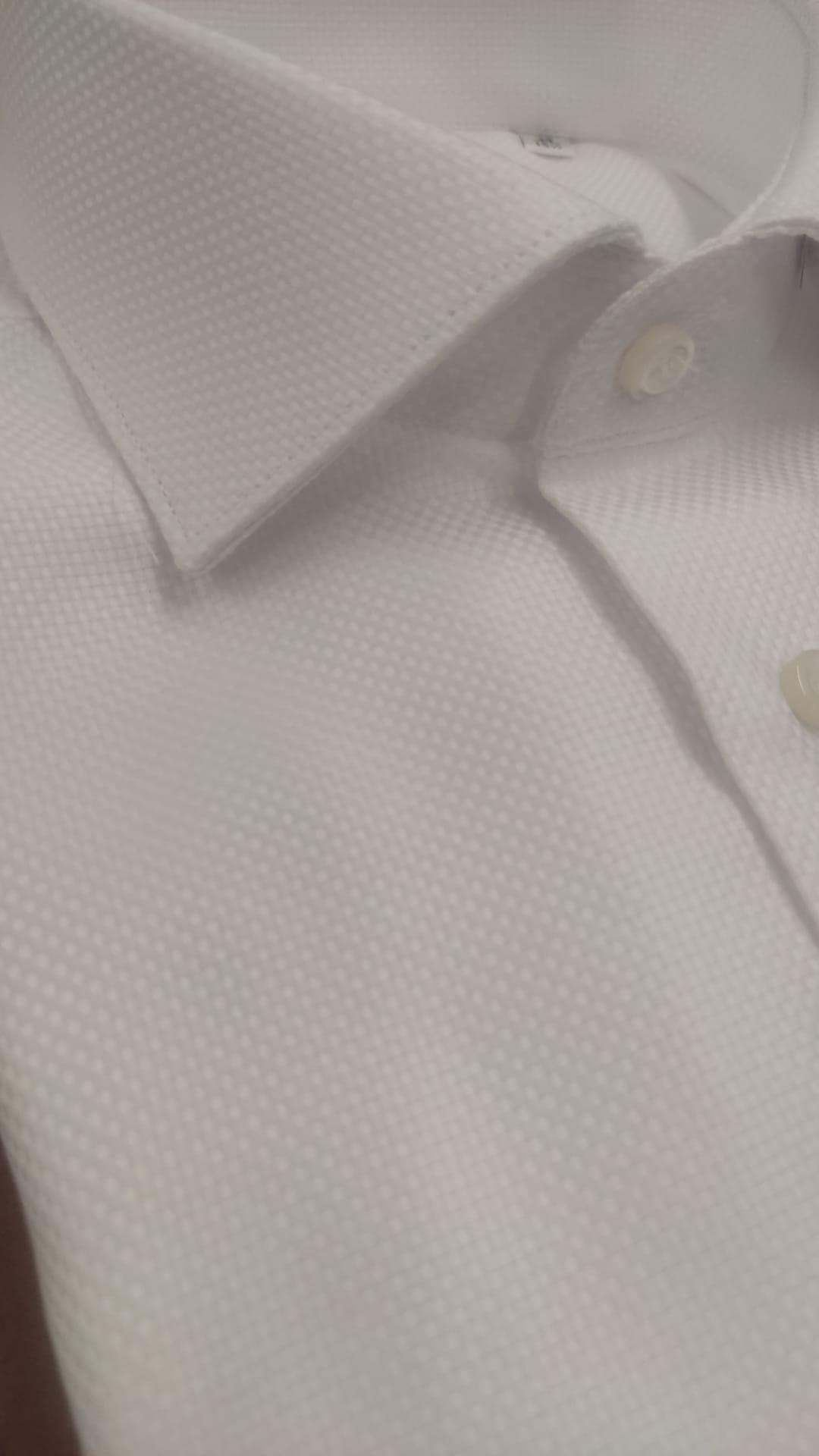 free man camicia nido d'ape collo 1/2 francese  bianco - foto 2