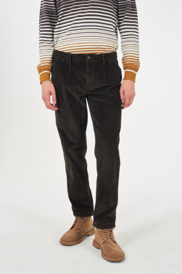 yes zee pantaloni costine con laccio yes zee moro - foto 3