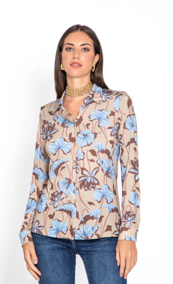Camicia di jersey stampa floreale Edas donna